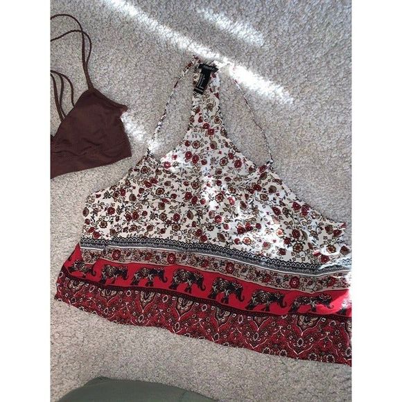 Forever 21 Elephant Crop Top w/ Anemone Strappy Bra - Picture 2 of 6